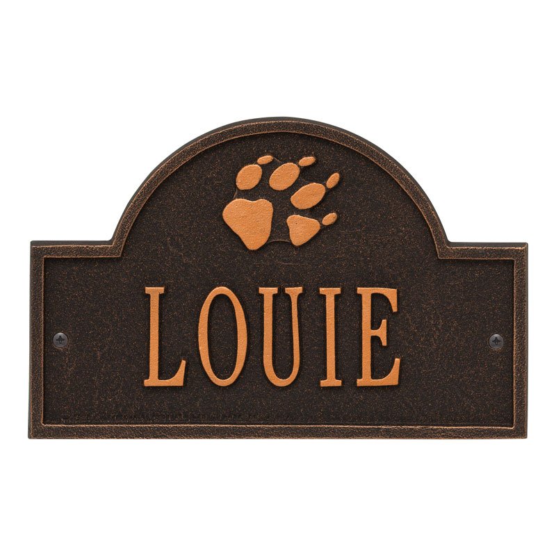 Whitehall Products Dog Whitehall Products Paw Arch Personalized Mini Lawn Plaque Oil Rubbed Bronze