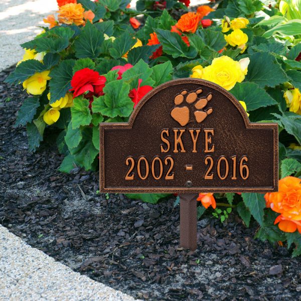 Whitehall Products Dog Paw Arch Personalized Mini Lawn Plaque Two Line 