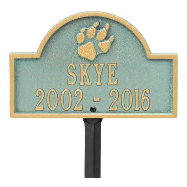 Dog Paw Arch  Mini Lawn Plaque - Two Line