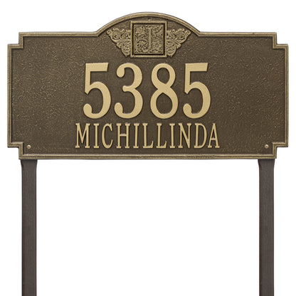 Monogram Estate Lawn Address Plaque - Two Line