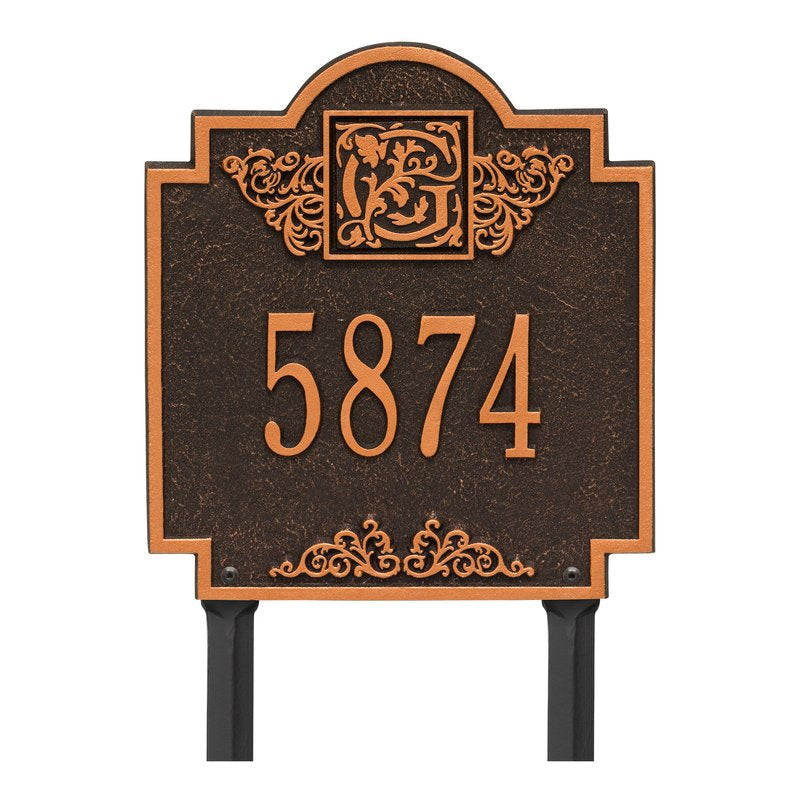 Whitehall Products Monogram Address Personalized Lawn Plaque One Line Oil Rubbed Bronze