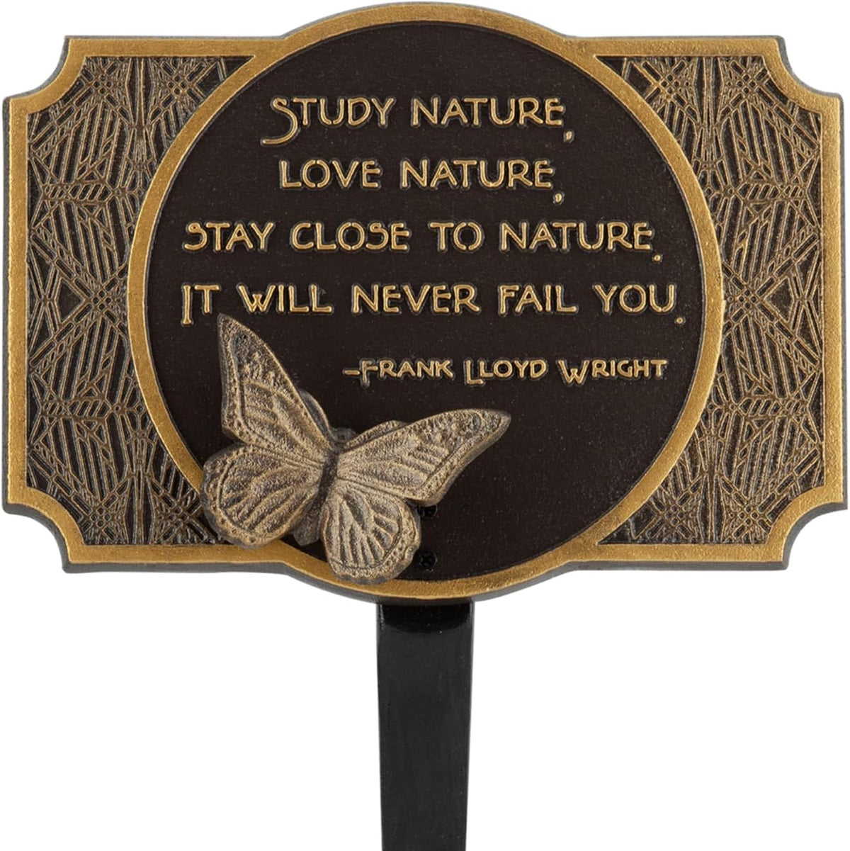 Frank Lloyd Wright Study Nature Garden Plaque with Butterfly Ornament