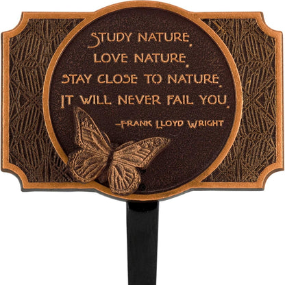 Frank Lloyd Wright Study Nature Garden Plaque with Butterfly Ornament