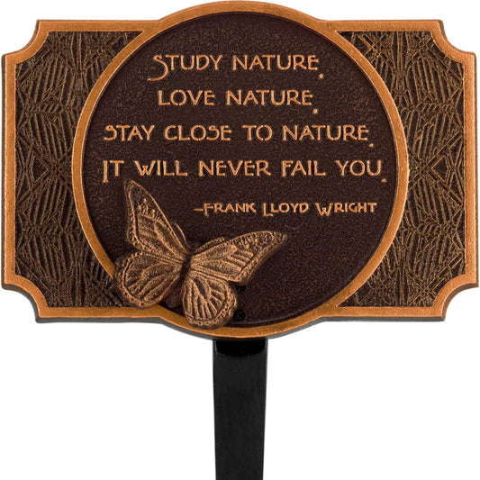Frank Lloyd Wright Study Nature Garden Plaque with Butterfly Ornament
