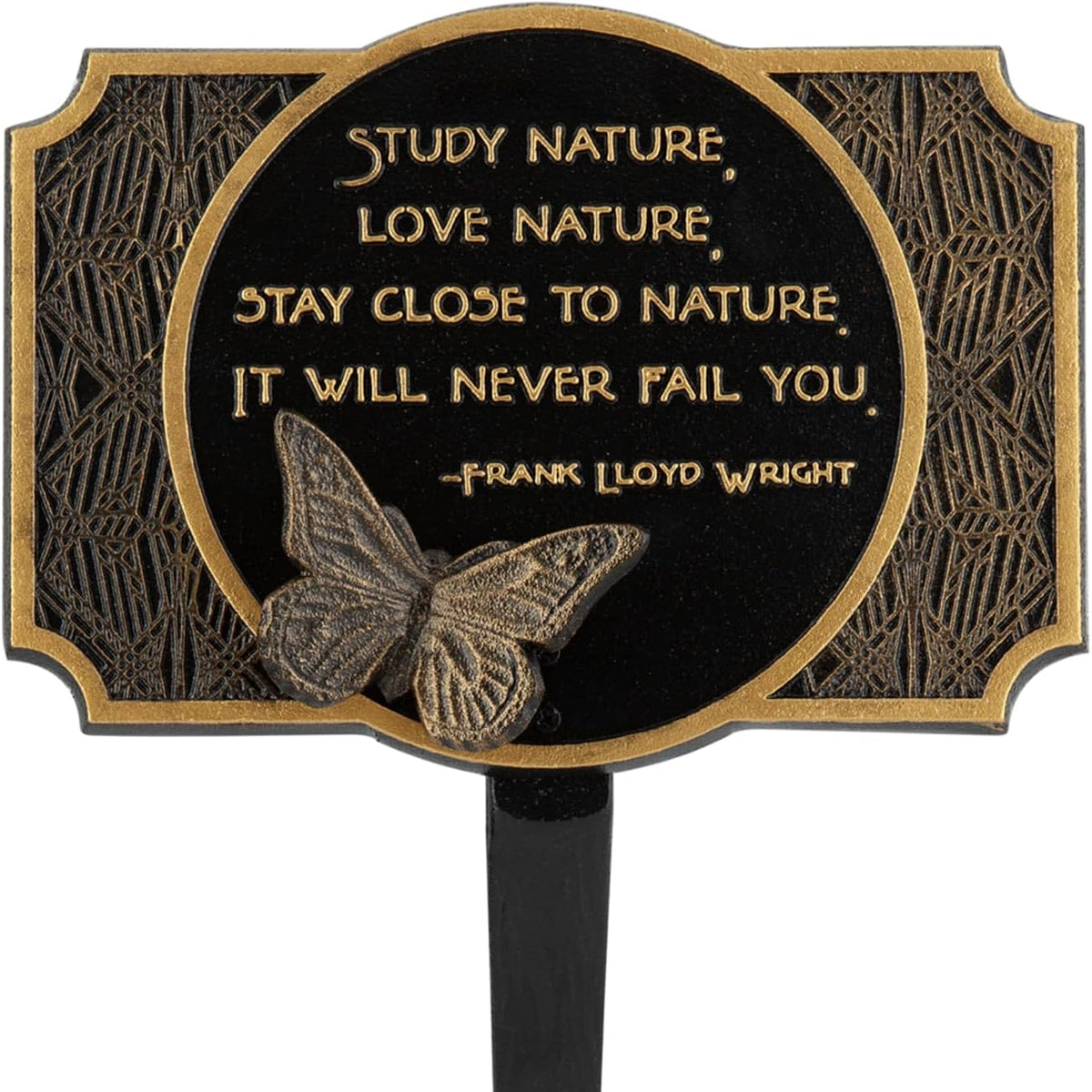Frank Lloyd Wright Study Nature Garden Plaque with Butterfly Ornament