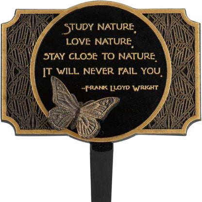 Frank Lloyd Wright Study Nature Garden Plaque with Butterfly Ornament