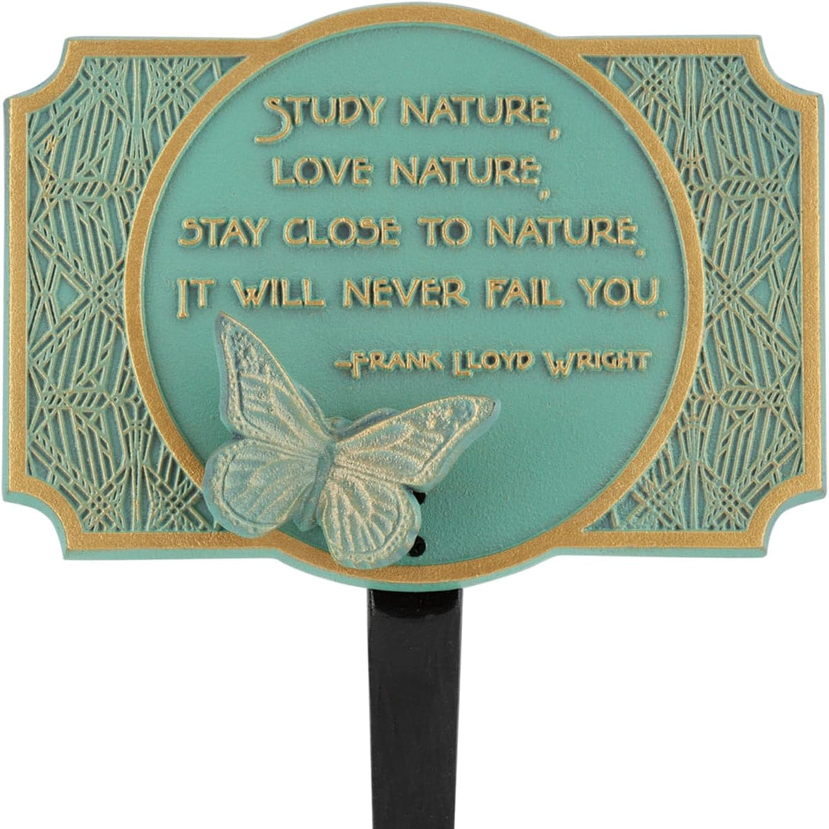 Frank Lloyd Wright Study Nature Garden Plaque with Butterfly Ornament