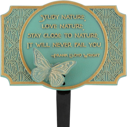 Frank Lloyd Wright Study Nature Garden Plaque with Butterfly Ornament