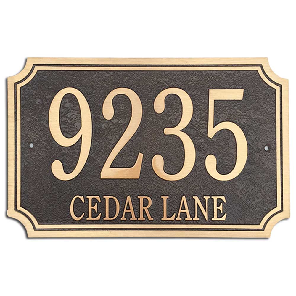 Cast Bronze Scalloped Rectangle Wall Address Plaque