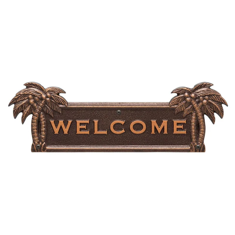 Whitehall Products Palm Tree Welcome Plaque Black/gold