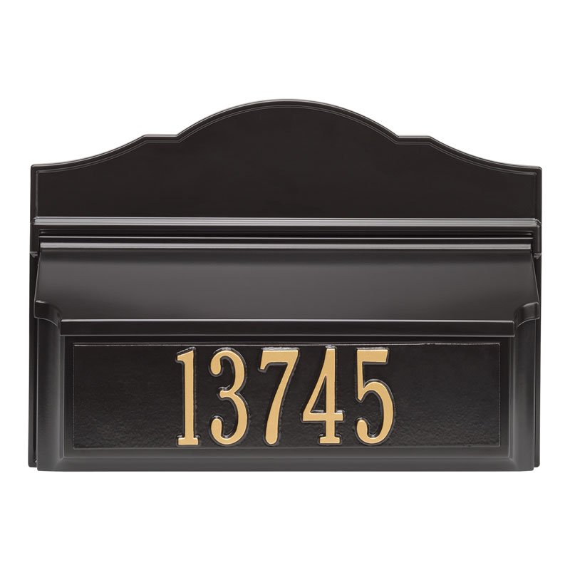 Whitehall Products Colonial Wall Mailbox Package 2 Black/gold