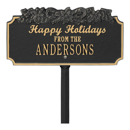 Whitehall Products Happy Holidays Candy Canes Personalized Lawn Plaque One Line 