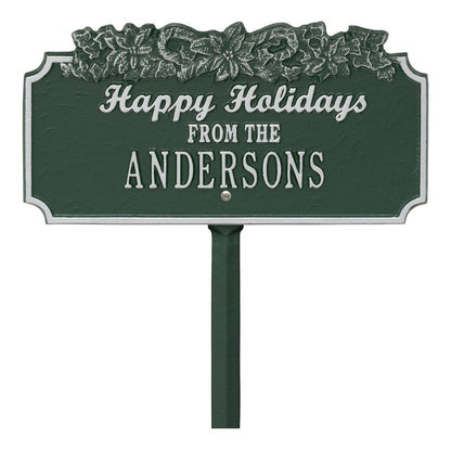 Whitehall Products Happy Holidays Candy Canes Personalized Lawn Plaque One Line 