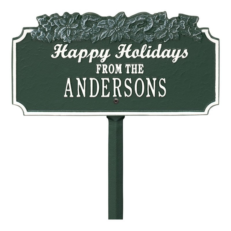 Whitehall Products Happy Holidays Candy Canes Personalized Lawn Plaque One Line Black/gold