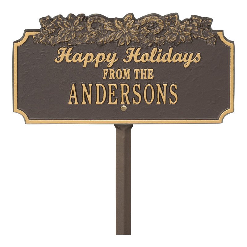 Whitehall Products Happy Holidays Candy Canes Personalized Lawn Plaque One Line Red/white