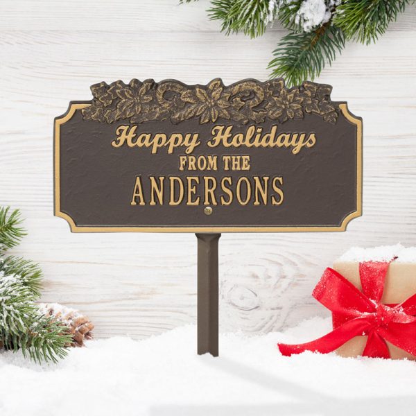 Whitehall Products Happy Holidays Candy Canes Personalized Lawn Plaque One Line Red/gold