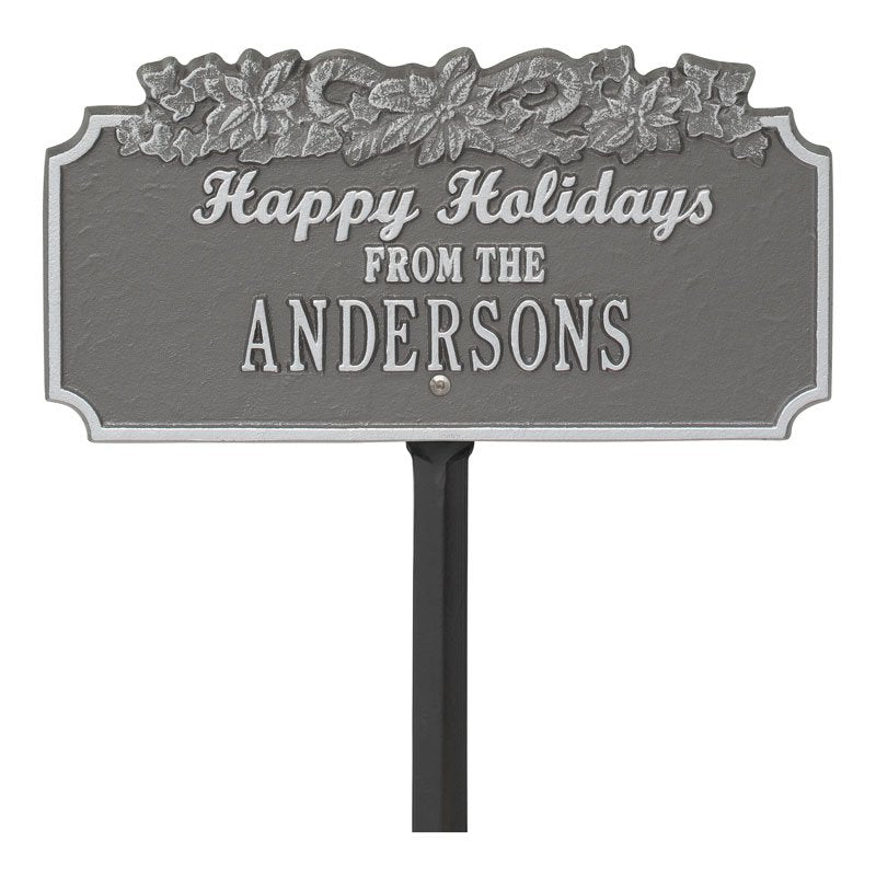 Whitehall Products Happy Holidays Candy Canes Personalized Lawn Plaque One Line Green/white