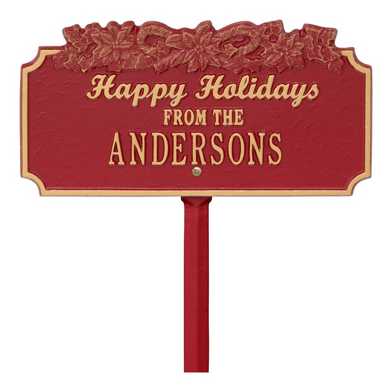 Whitehall Products Happy Holidays Candy Canes Personalized Lawn Plaque One Line Green/silver