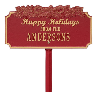 Whitehall Products Happy Holidays Candy Canes Personalized Lawn Plaque One Line Green/silver