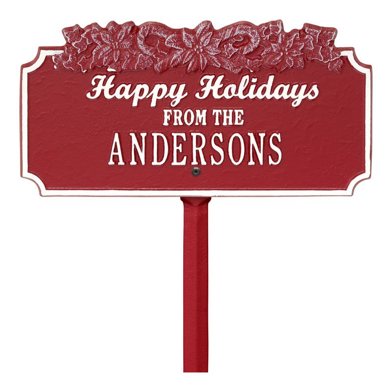 Whitehall Products Happy Holidays Candy Canes Personalized Lawn Plaque One Line 