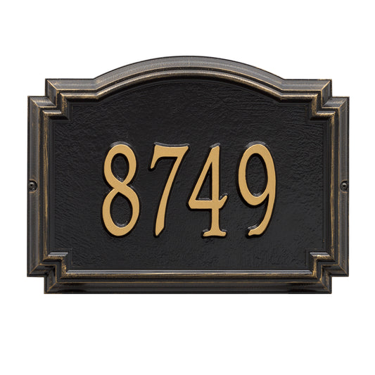 Whitehall Products Williamsburg Standard Wall Plaque One Line Black/gold