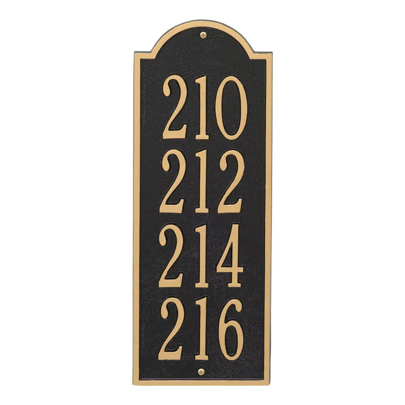 Whitehall Products New Bedford Medium Wall Plaque Four Lines Black/gold