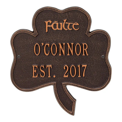 Whitehall Products Shamrock Address Plaque Two Lines Black/gold