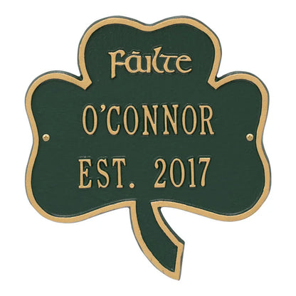 Whitehall Products Shamrock Address Plaque Two Lines Bronze/gold