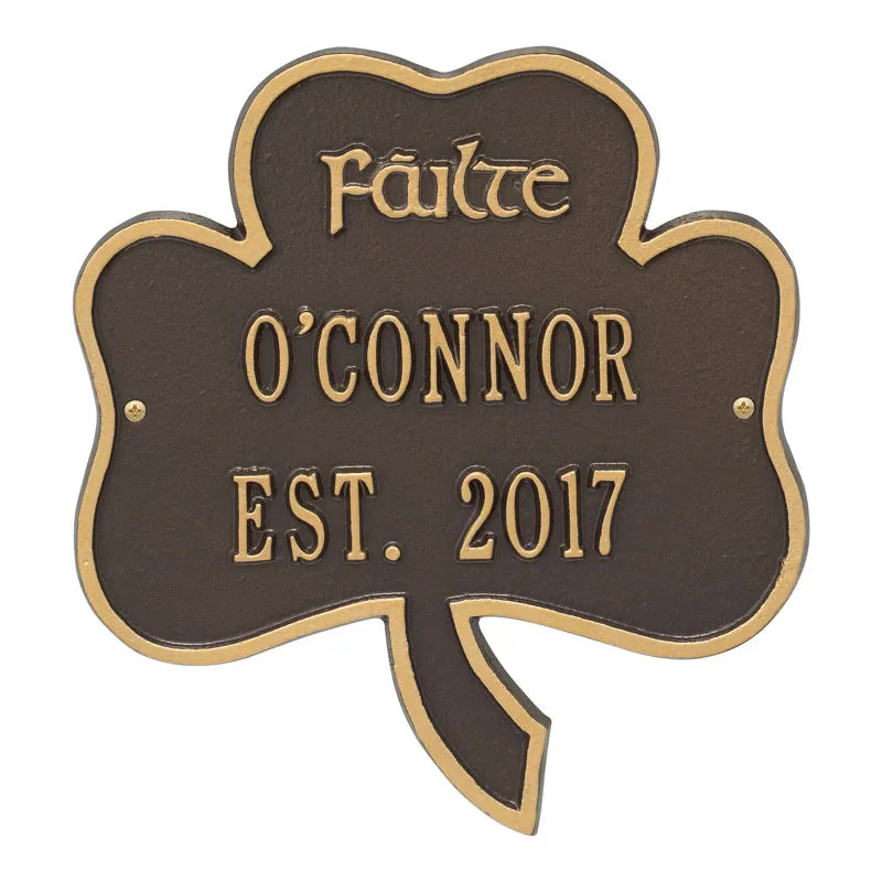 Whitehall Products Shamrock Address Plaque Two Lines 