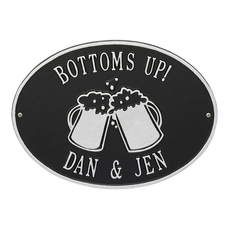 Whitehall Products Personalized Beer Mugs Plaque Two Lines Black/silver