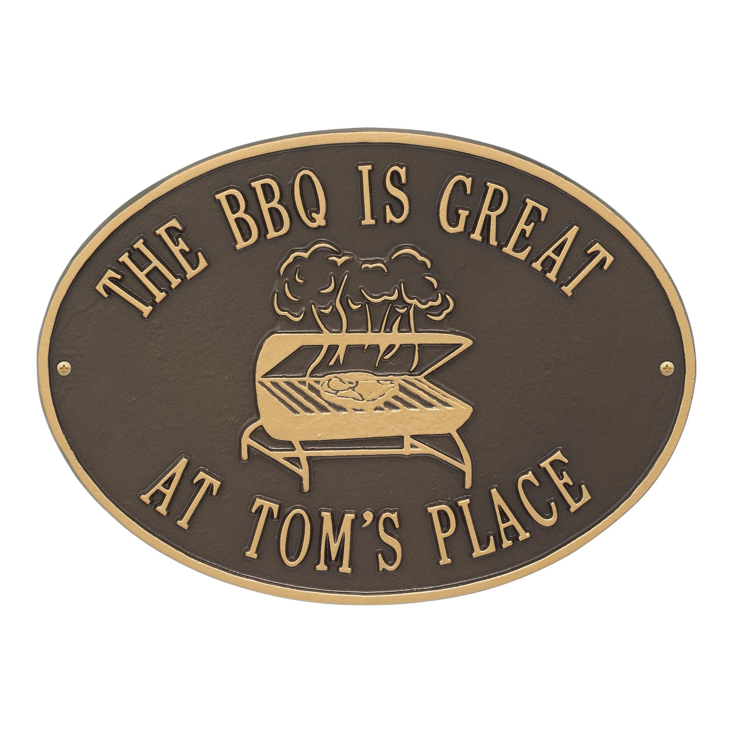 Whitehall Products Personalized Grill Plaque Two Lines Bronze/gold