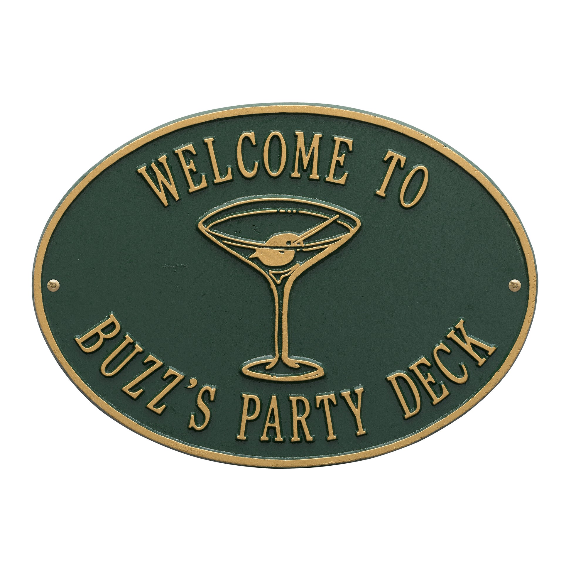 Whitehall Products Personalized Martini Plaque Two Lines Bronze/gold