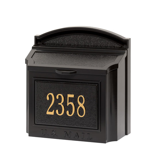 Whitehall Products Wall Mailbox W Address Plaque Black/gold