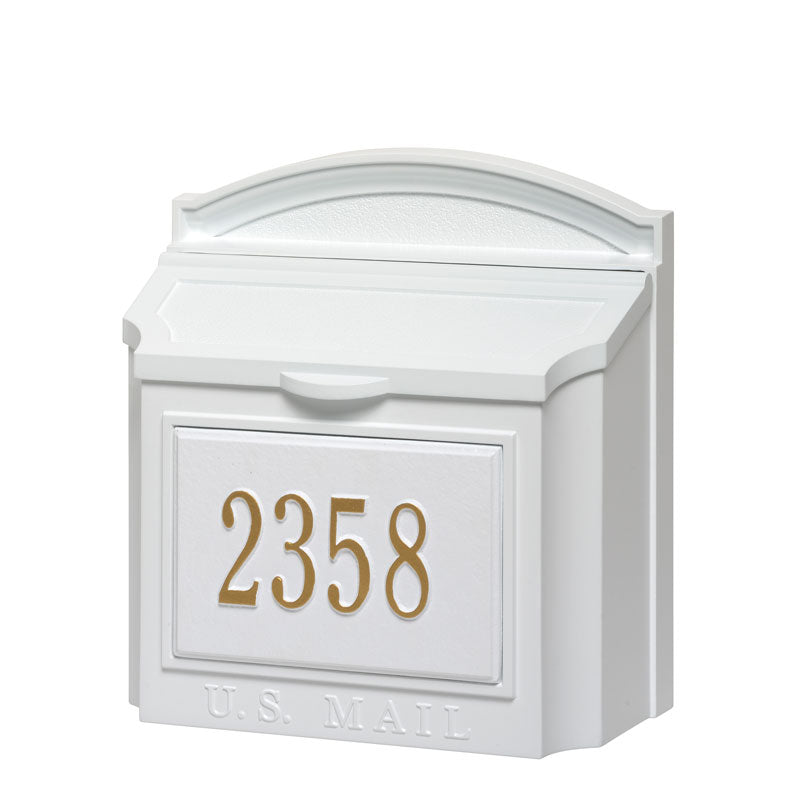 Whitehall Products Wall Mailbox W Address Plaque White/gold
