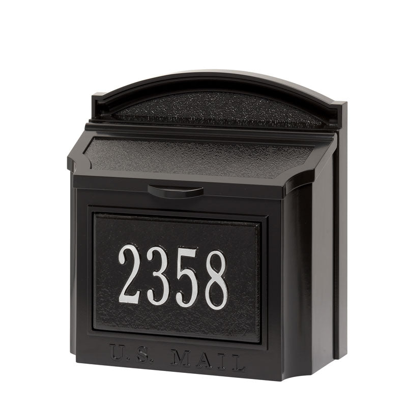 Whitehall Products Wall Mailbox W Address Plaque Black/silver