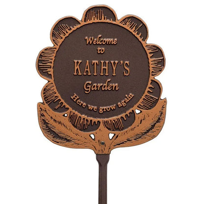 Whitehall Products Garden Flower Personalized Lawn Plaque One Line Bronze/gold