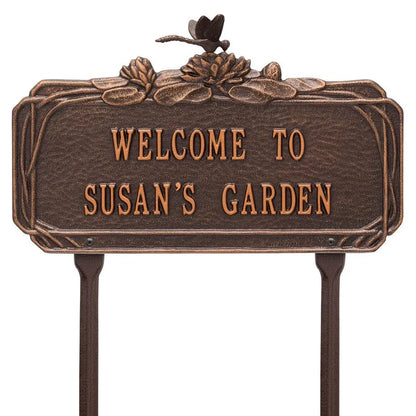 Whitehall Products Dragonfly Garden Personalized Lawn Plaque Two Lines Bronze/gold