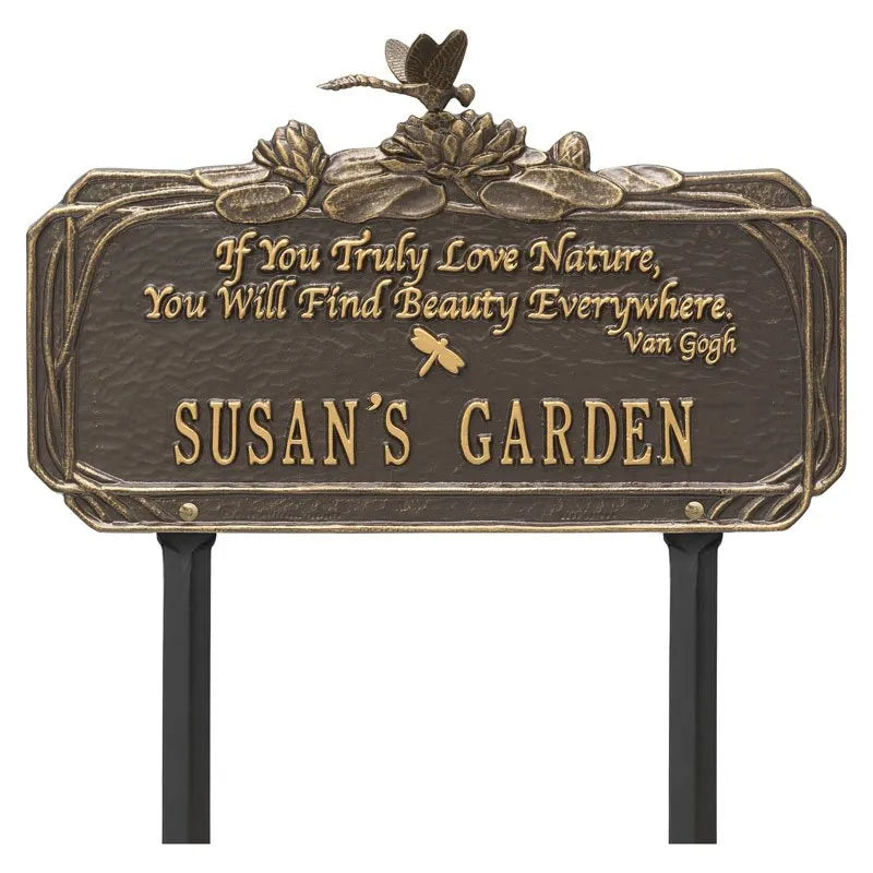 Whitehall Products Dragonfly Garden Quote Personalized Lawn Plaque One Line 