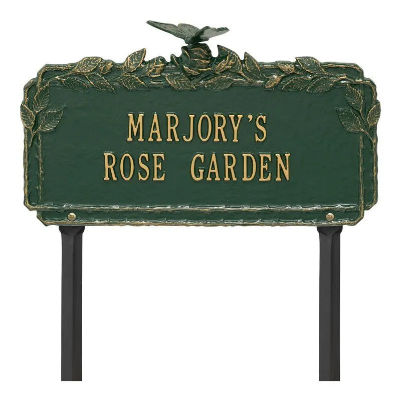 Whitehall Products Butterfly Rose Garden Personalized Lawn Plaque Two Lines 