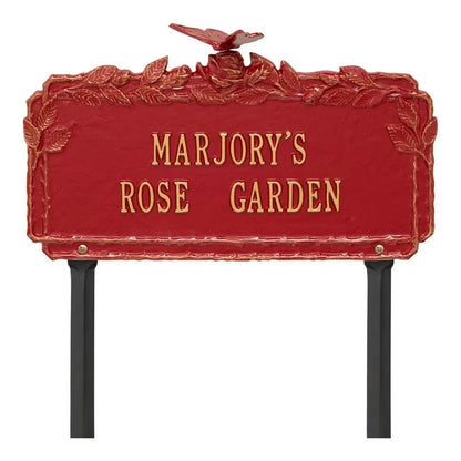 Whitehall Products Butterfly Rose Garden Personalized Lawn Plaque Two Lines 