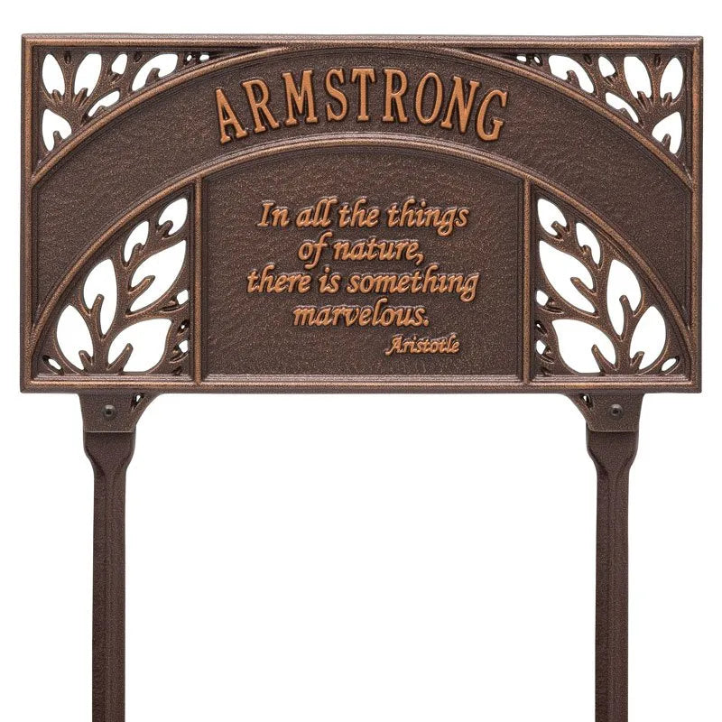 Whitehall Products Aristotle Garden Personalized Lawn Plaque One Line Bronze/gold