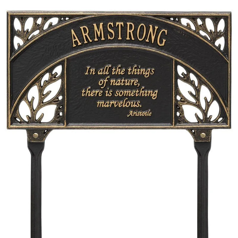 Whitehall Products Aristotle Garden Personalized Lawn Plaque One Line 