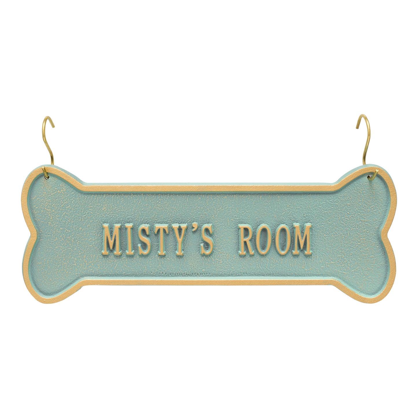 Whitehall Products Hanging Bone Personalized Crate Plaque One Line Curry/white