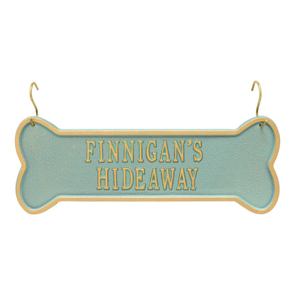 Whitehall Products Hanging Bone Personalized Crate Plaque Two Lines Dark Blue/white