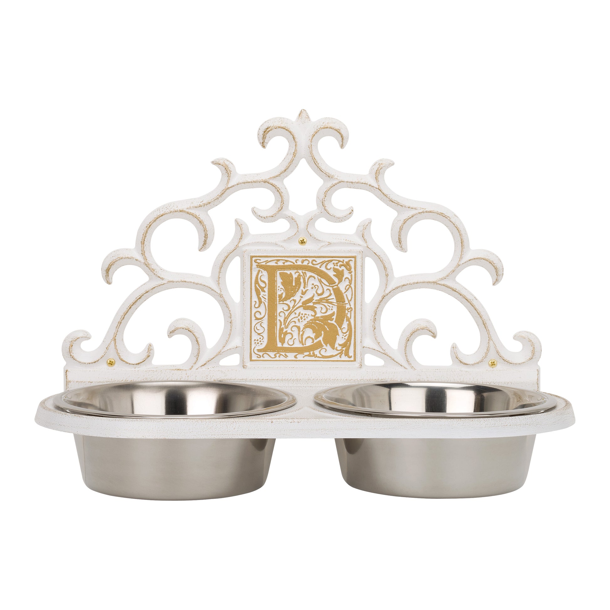 Whitehall Products Monogram Wall Pet Bowl Feeder One Line 