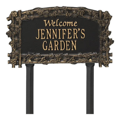 Whitehall Products Ivy Trellis Garden Welcome Personalized Lawn Plaque Two Lines 