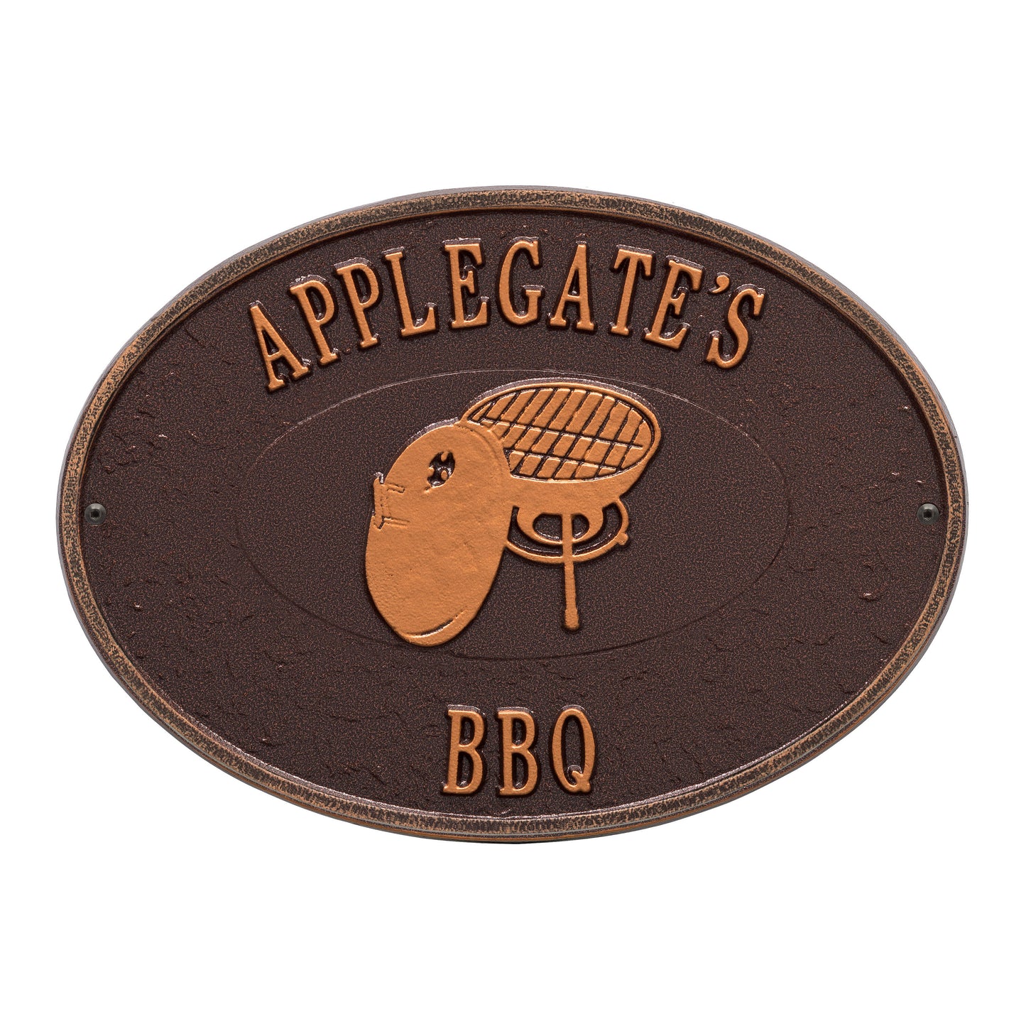 Whitehall Products Personalized Charcoal Grill Plaque Two Lines Black/gold
