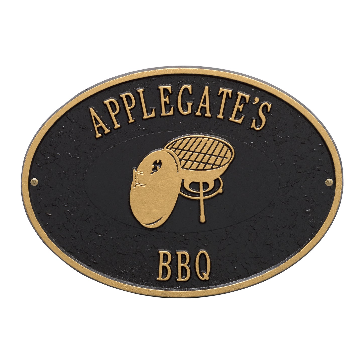 Whitehall Products Personalized Charcoal Grill Plaque Two Lines Black/silver