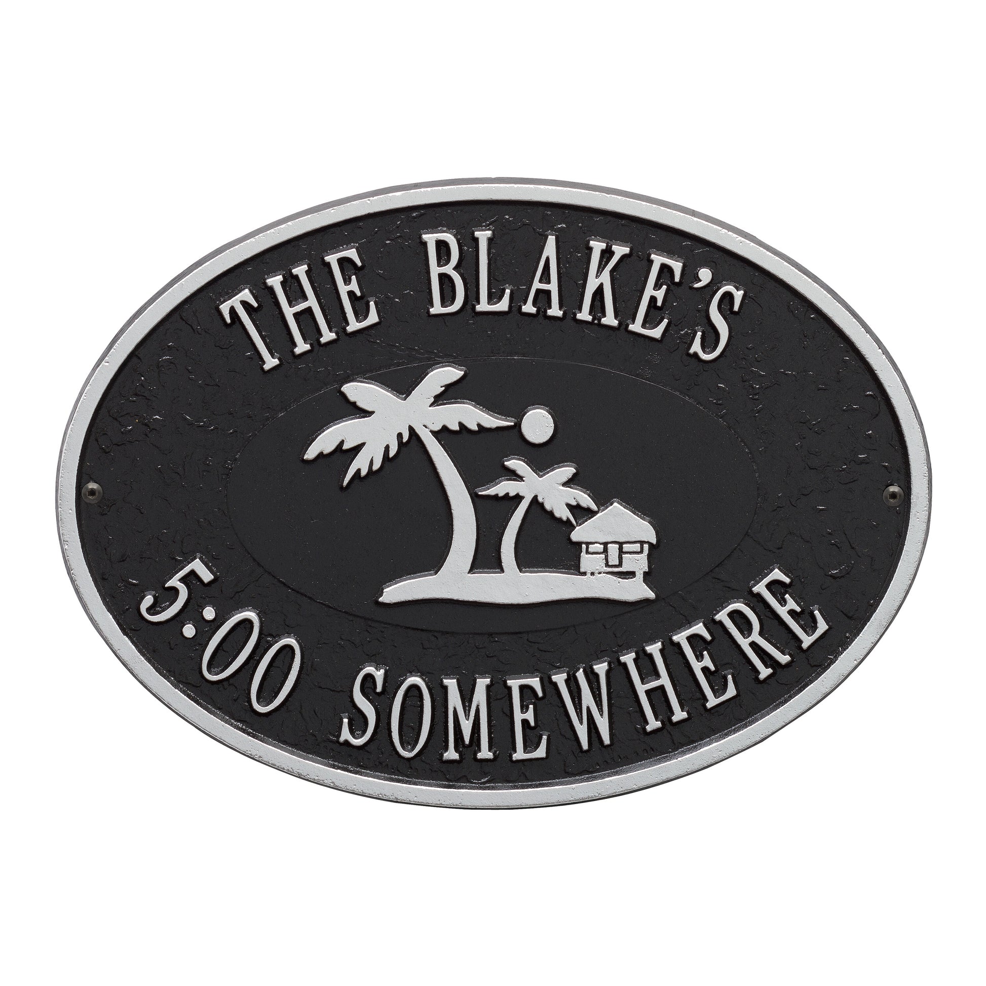 Whitehall Products Personalized Island Time Palm Plaque Two Lines Green/gold