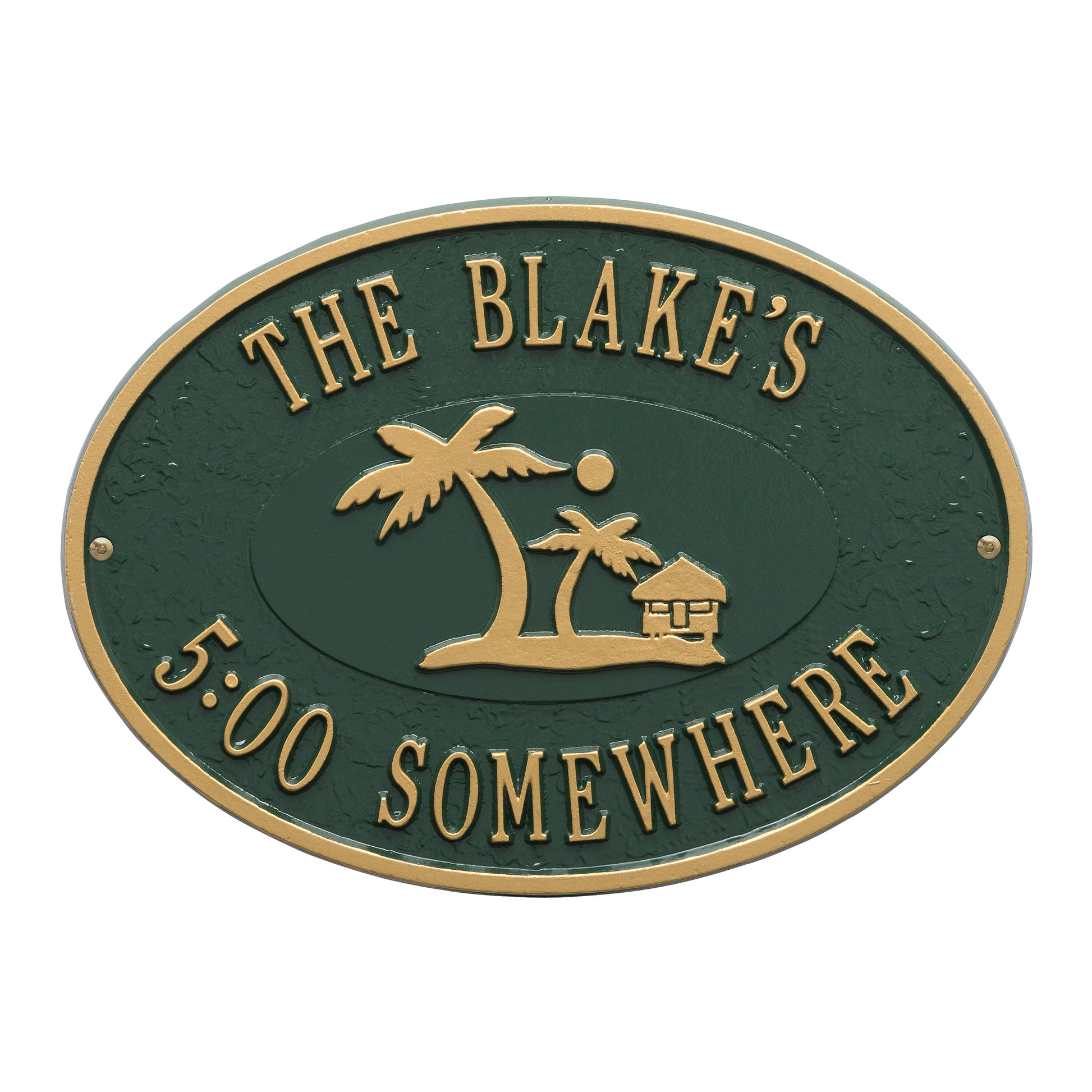 Whitehall Products Personalized Island Time Palm Plaque Two Lines Bronze/gold